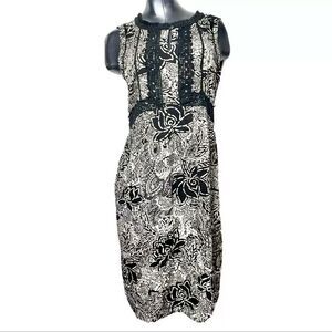 Holding Horses Anthropologie Black Pattern maxi Dress Sleeveless size 10 Womens